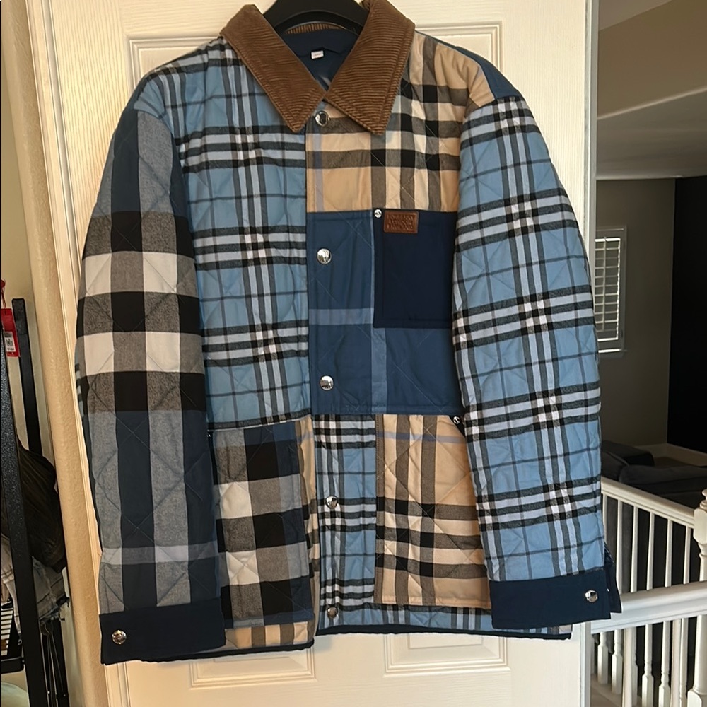 Burberry Patchwork Plaid Jacket With Corduroy Col… - image 1
